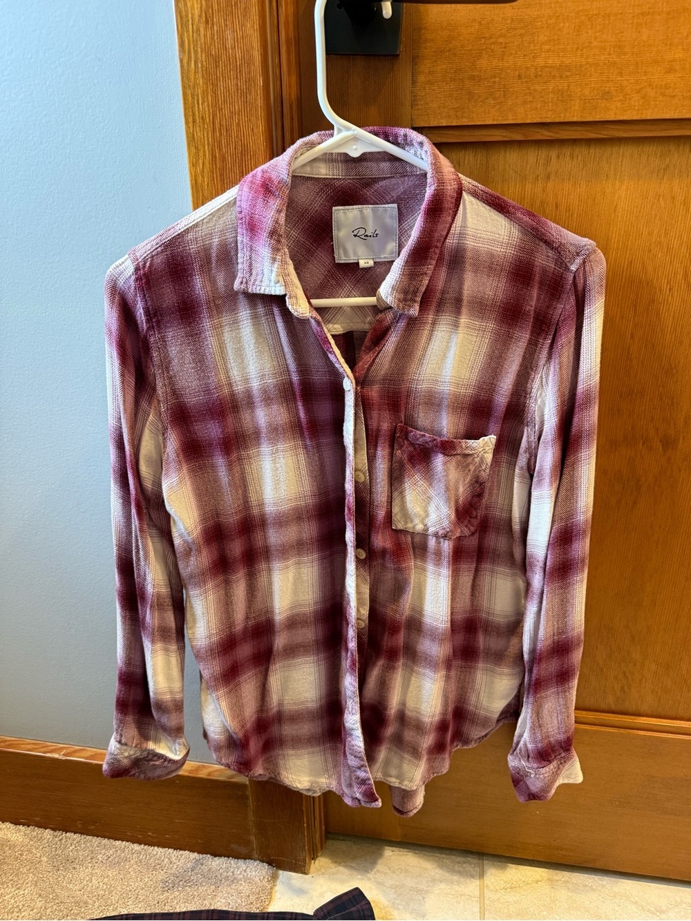 Rails Women’s Plaid Button-Down Shirt in Burgundy and White